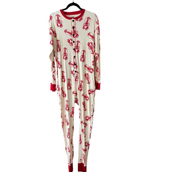 Lazy One Unisex Trap Door Off White Adult Lobster One Piece Flapjack Size L - Picture 1 of 12